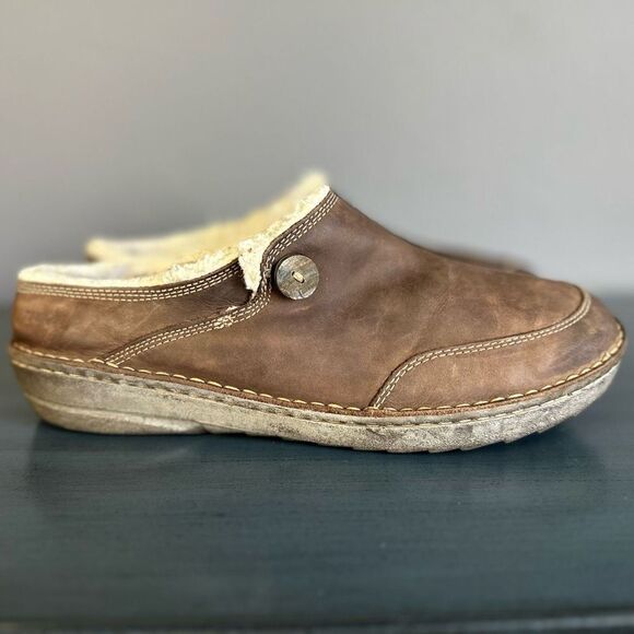 Teva Leather Shearling Slip On Brown - Picture 2 of 8